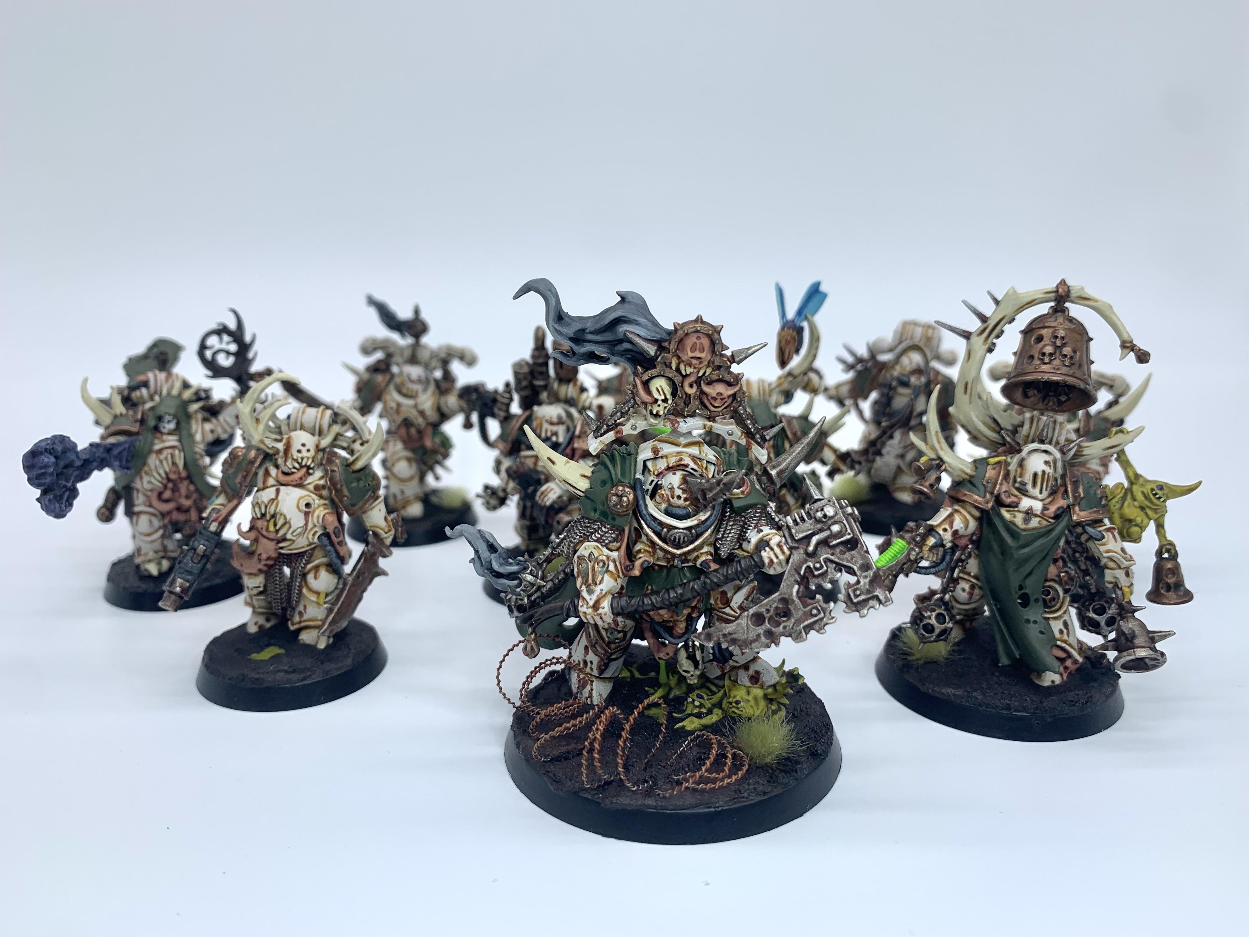 Figurines Warhammer 40k - Know No Fear : Death Guard Chaos Lord & Primaris - Non Peintes